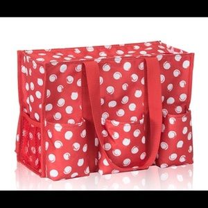 Thirty One Zip Top Utility Tote - Swirl Dot - New
